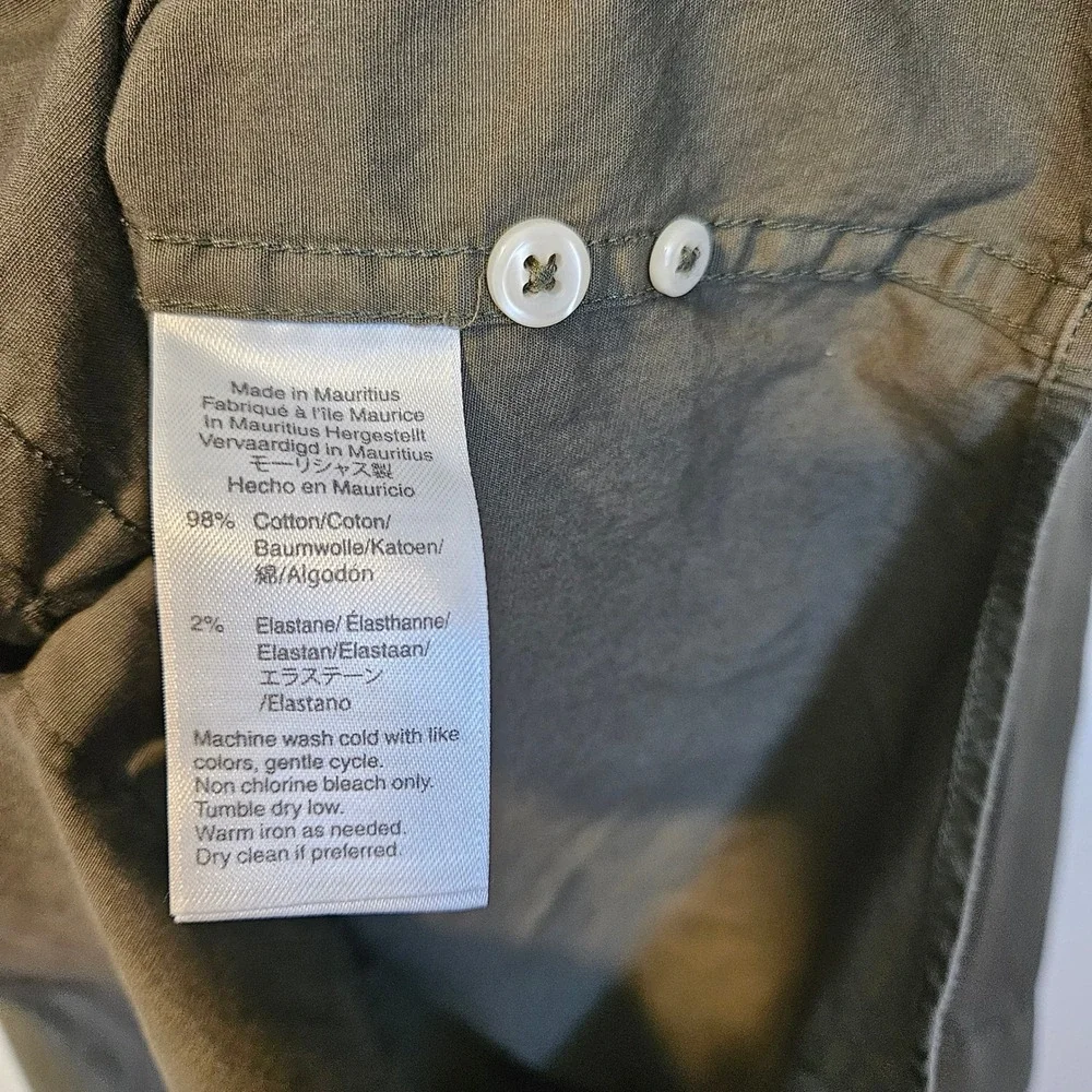 J.Crew Button Down Up Shirt Medium Secret Wash Stretch Classic Fit Olive Green
